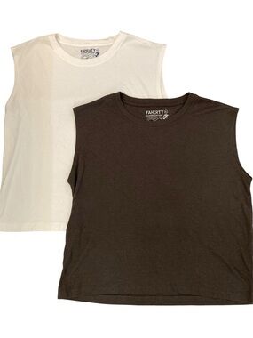 BUNDLE of 2 Faherty Cloud Muscle Tees XL Grey and White